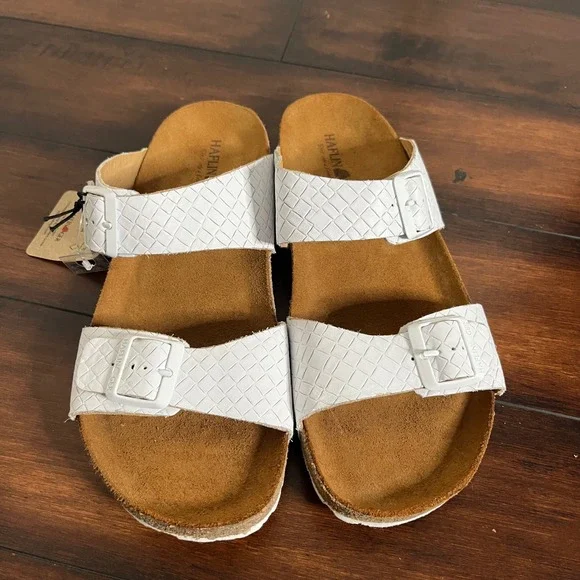 New Haflinger Men Bio Andrea Sandals White Intreccio Leather size EU 46 Comfort - Picture 2 of 11